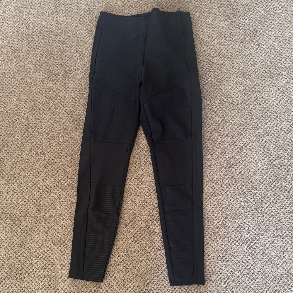 Black Textured Panel High-Waist Dress-Up Leggings